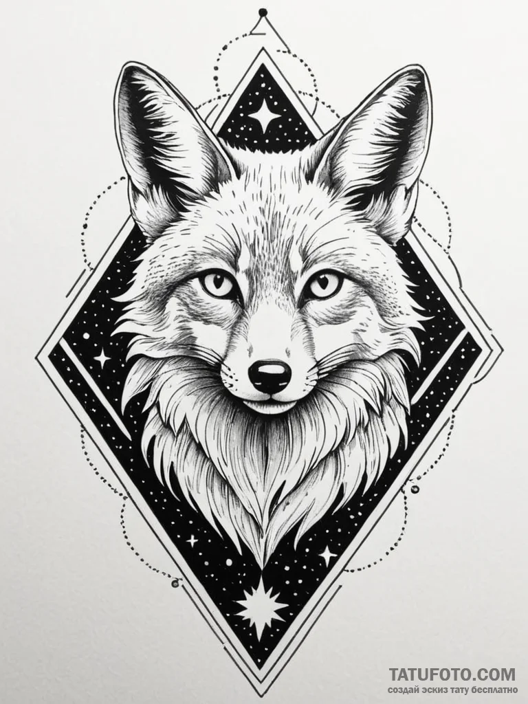 Astral fox with cosmic tail, concept art for... - эскиз тату (№1751611333_0, 04.07.2025 06:42) — Tatufoto.com