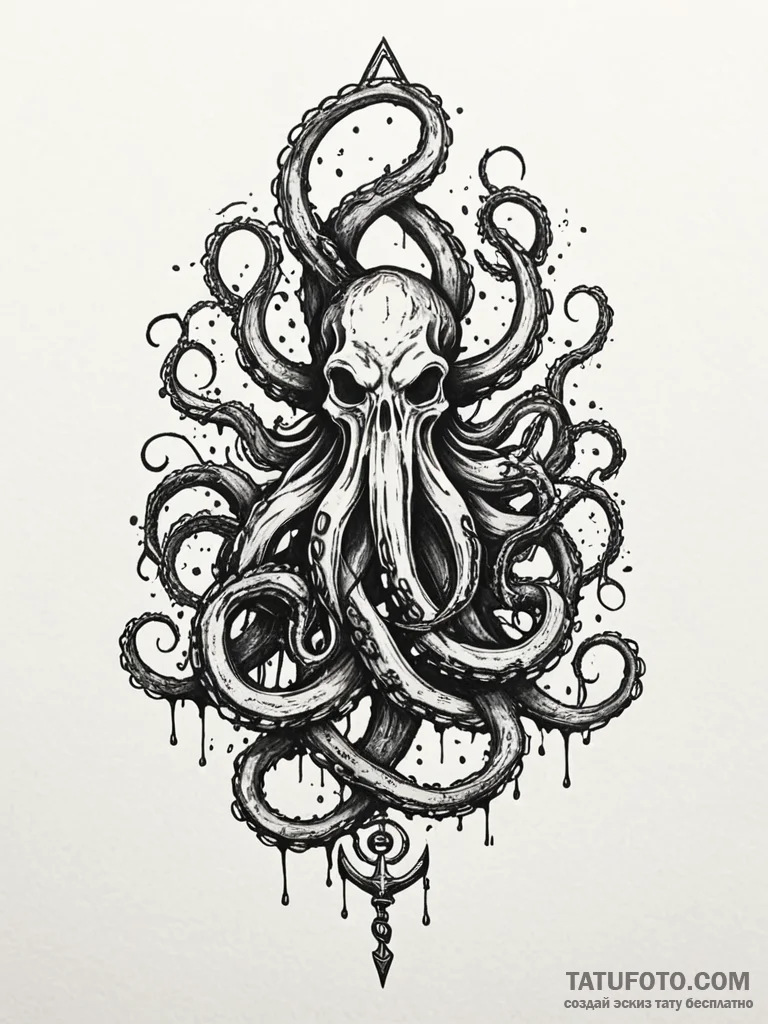 Kraken tentacles crushing anchor, concept art... - эскиз тату (№1751611505_0, 04.07.2025 06:45) — Tatufoto.com