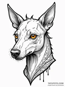 Kelpie eyes glowing in darkness, ink illustra... - эскиз тату (№1751611847_0, 04.07.2025 06:50) — Tatufoto.com