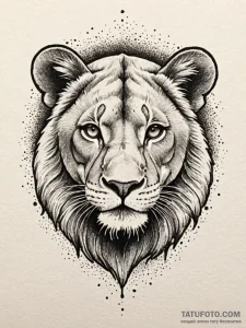 Lioness, ink illustration for tattoo, dotwork... - эскиз тату (№1751612363_0, 04.07.2025 06:59) — Tatufoto.com