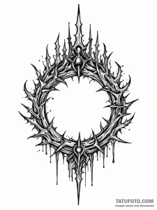 Glyph-etched relic crowned in thorns, ink ill... - эскиз тату (№1751612790_0, 04.07.2025 07:06) — Tatufoto.com