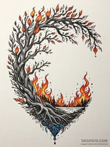 Burning archway of twisted branches, tattoo s... - эскиз тату (№1751613132_0, 04.07.2025 07:12) — Tatufoto.com