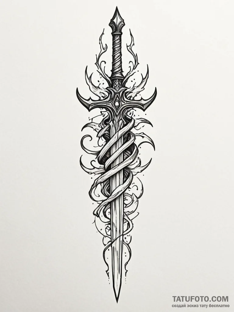 Abyssal blade fused with bone, tattoo sketch... - эскиз тату (№1751613771_0, 04.07.2025 07:22) — Tatufoto.com