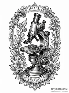 Antique microscope, tattoo line art, stylized... - эскиз тату (№1751614029_0, 04.07.2025 07:27) — Tatufoto.com