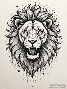 Astral lion roaring through nebula, tattoo li... - эскиз тату (№1751614299_0, 04.07.2025 07:31) — Tatufoto.com