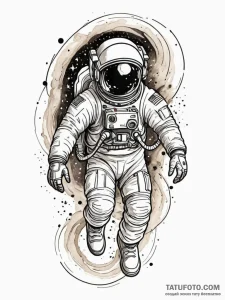 Astronaut with galaxy swirling inside, tattoo... - эскиз тату (№1751614732_0, 04.07.2025 07:38) — Tatufoto.com