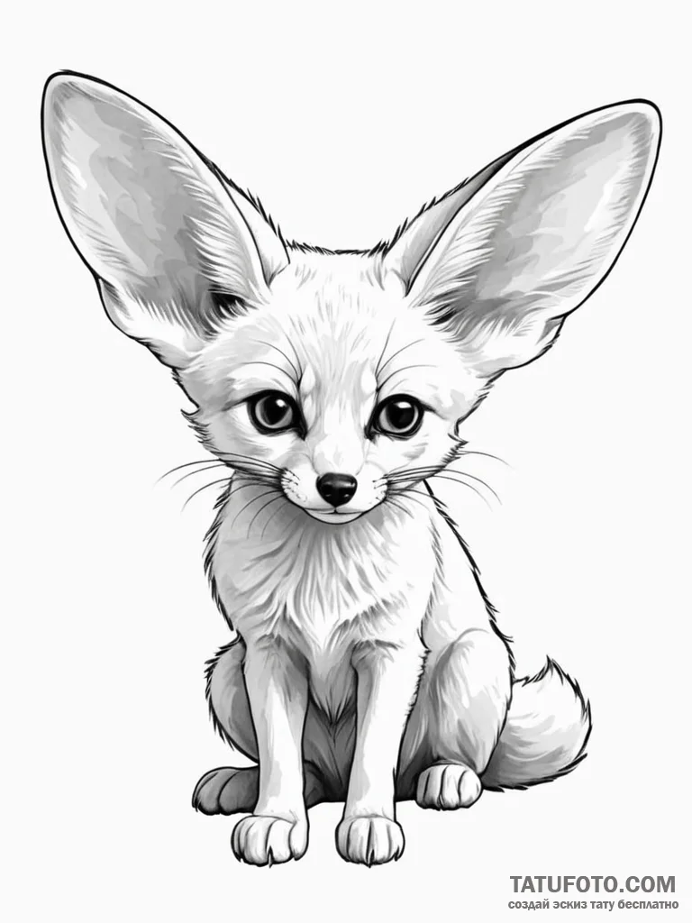 A fennec fox with large ears - эскиз тату (№1751614823_0, 04.07.2025 07:40) — Tatufoto.com