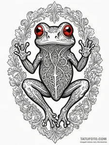 A glass frog with visible organs, concept art... - эскиз тату (№1751615087_0, 04.07.2025 07:44) — Tatufoto.com