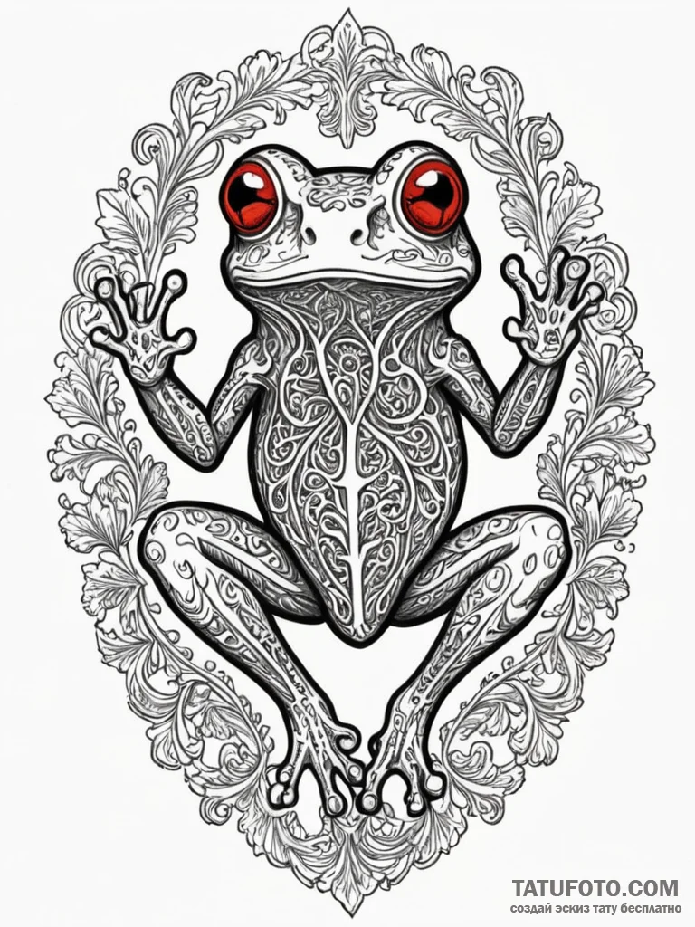 A glass frog with visible organs, concept art... - эскиз тату (№1751615087_0, 04.07.2025 07:44) — Tatufoto.com