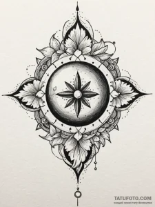 Orb beneath celestial bloom, tattoo sketch de... - эскиз тату (№1751615792_0, 04.07.2025 07:56) — Tatufoto.com