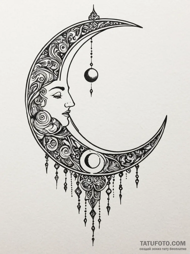 Moon phases etched in blade, tattoo drawing o... - эскиз тату (№1751615880_0, 04.07.2025 07:58) — Tatufoto.com