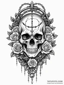Orcish totem wrapped in chains, artistic tatt... - эскиз тату (№1751615971_0, 04.07.2025 07:59) — Tatufoto.com