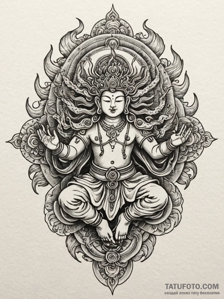 Yamantaka (tibetan wrathful deity), tattoo sk… — эскиз тату (№1751616517_0, 04.07.2025 08:08) — Tatufoto.com
