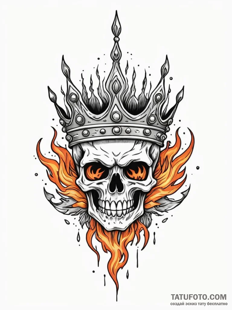 Engraved crown devoured by flame, tattoo sket... - эскиз тату (№1751616953_0, 04.07.2025 08:15) — Tatufoto.com