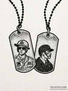 Soldier's dog tags, one blank, one with detai... - эскиз тату (№1751617472_0, 04.07.2025 08:24) — Tatufoto.com