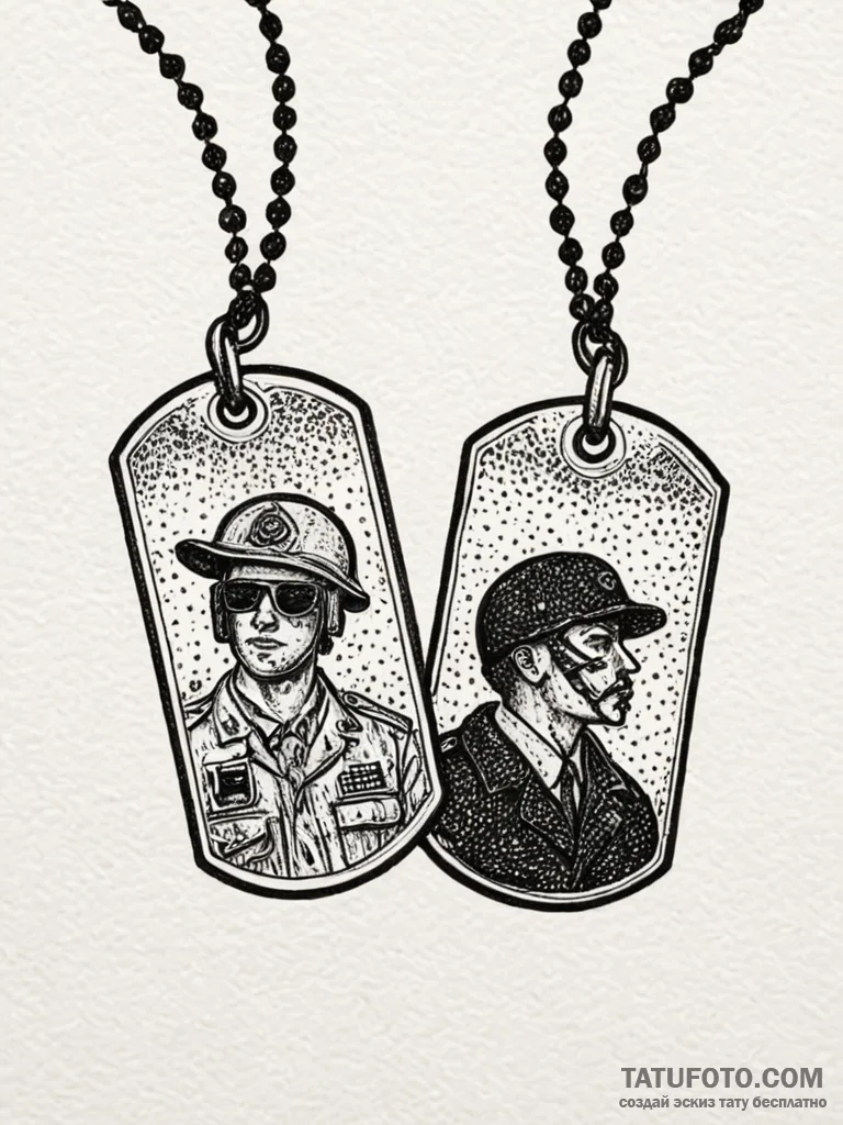 Soldier’s dog tags, one blank, one with detai… — эскиз тату (№1751617472_0, 04.07.2025 08:24) — Tatufoto.com