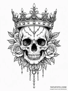 Leopard skull with golden crown, tattoo drawi... - эскиз тату (№1751617730_0, 04.07.2025 08:28) — Tatufoto.com