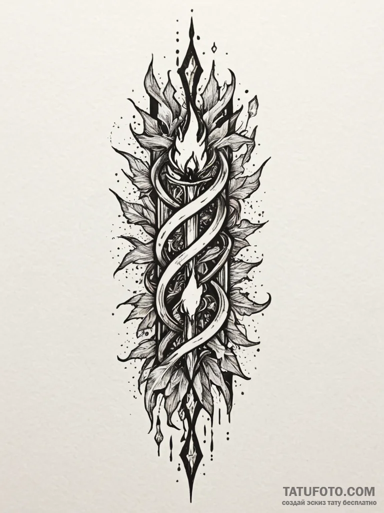 Pillar cracked by celestial flame, tattoo dra... - эскиз тату (№1751617816_0, 04.07.2025 08:30) — Tatufoto.com