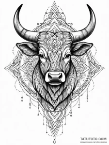 Bull, tattoo line art, highly detailed, intri... - эскиз тату (№1751618074_0, 04.07.2025 08:34) — Tatufoto.com