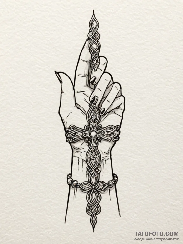 Bracelet, artistic tattoo sketch, stylized in... - эскиз тату (№1751618671_0, 04.07.2025 08:44) — Tatufoto.com