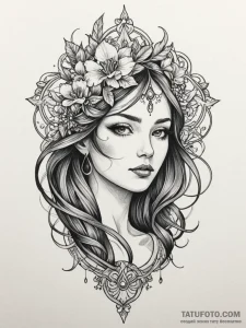 B, ink illustration for tattoo, moderately de... - эскиз тату (№1751619148_0, 04.07.2025 08:52) — Tatufoto.com