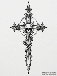 Moon dagger through bone crown, concept art f... - эскиз тату (№1751619407_0, 04.07.2025 08:56) — Tatufoto.com
