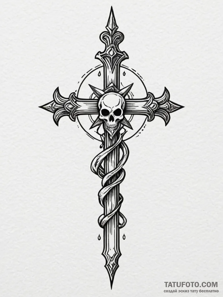 Moon dagger through bone crown, concept art f... - эскиз тату (№1751619407_0, 04.07.2025 08:56) — Tatufoto.com
