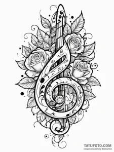 Clef (treble or bass) elegantly integrated wi... - эскиз тату (№1751619664_0, 04.07.2025 09:01) — Tatufoto.com