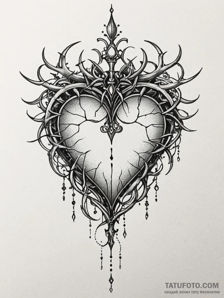 Unknown heart crowned with thorns, tattoo dra... - эскиз тату (№1751619751_0, 04.07.2025 09:02) — Tatufoto.com