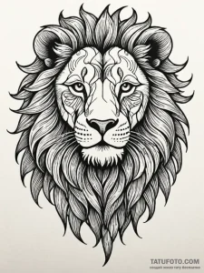 Ashen lion with skeletal mane, tattoo sketch... - эскиз тату (№1751619922_0, 04.07.2025 09:05) — Tatufoto.com