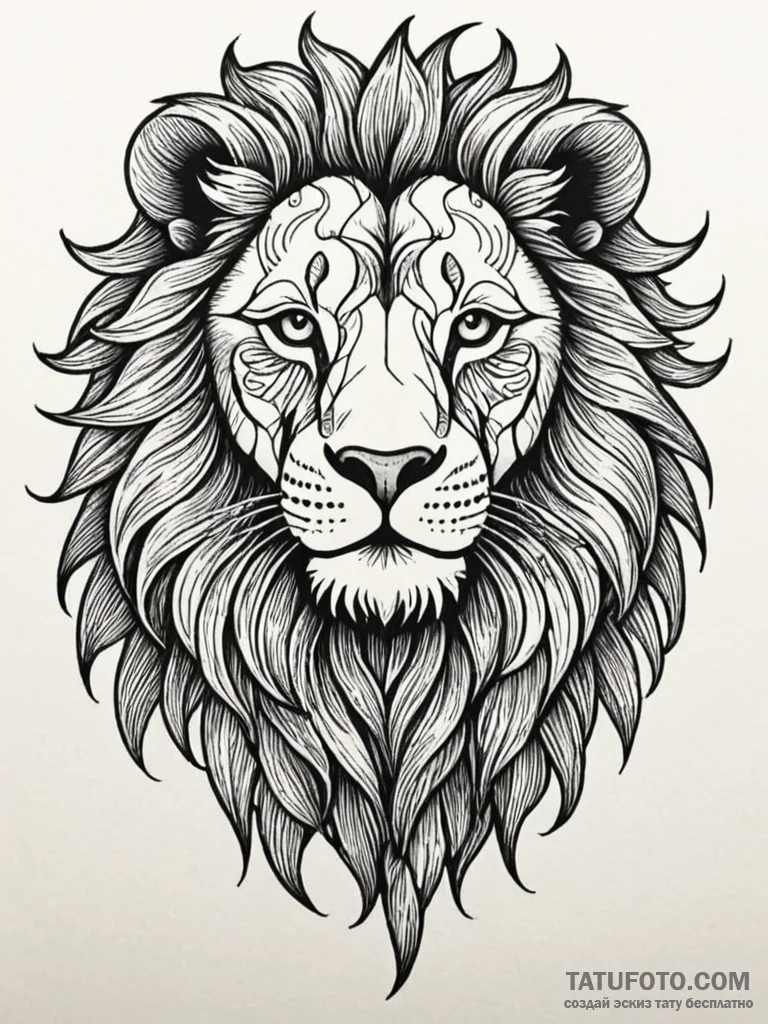 Ashen lion with skeletal mane, tattoo sketch... - эскиз тату (№1751619922_0, 04.07.2025 09:05) — Tatufoto.com