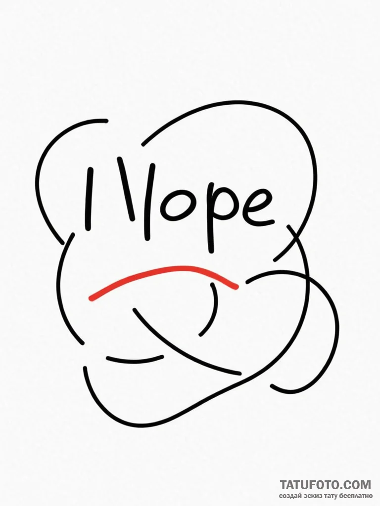 'nope' written in a speech bubble, tattoo lin... - эскиз тату (№1751620349_0, 04.07.2025 09:12) — Tatufoto.com