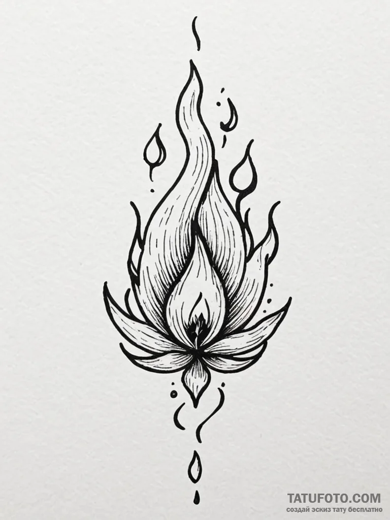 Flame emoji, but realistic fire, tattoo flash... - эскиз тату (№1751620519_0, 04.07.2025 09:15) — Tatufoto.com
