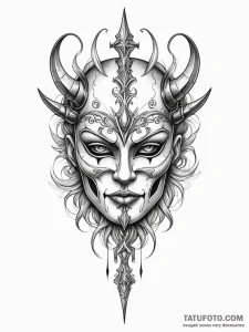 Mask pierced by twin daggers, tattoo drawing... - эскиз тату (№1751620946_0, 04.07.2025 09:22) — Tatufoto.com