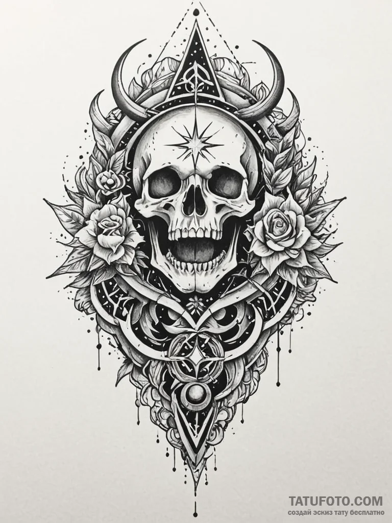 Quartz gate devouring starlight, tattoo flash… — эскиз тату (№1751621034_0, 04.07.2025 09:23) — Tatufoto.com