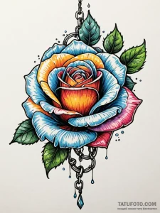 Chain-wrapped rose frozen in time, tattoo ske... - эскиз тату (№1751621292_0, 04.07.2025 09:28) — Tatufoto.com