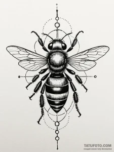 Queen bee replaced by a robotic, queen-drone,... - эскиз тату (№1751621549_0, 04.07.2025 09:32) — Tatufoto.com