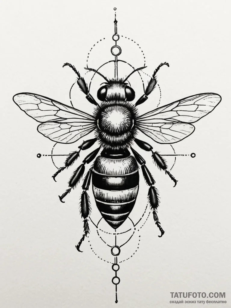 Queen bee replaced by a robotic, queen-drone,... - эскиз тату (№1751621549_0, 04.07.2025 09:32) — Tatufoto.com