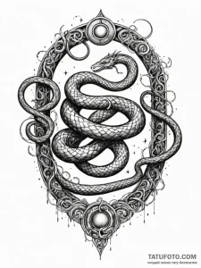 Gossamer serpent through celestial gate, ink... - эскиз тату (№1751621896_0, 04.07.2025 09:38) — Tatufoto.com