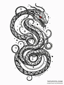 Ancient serpent spiraling upward, tattoo sket... - эскиз тату (№1751621982_0, 04.07.2025 09:39) — Tatufoto.com