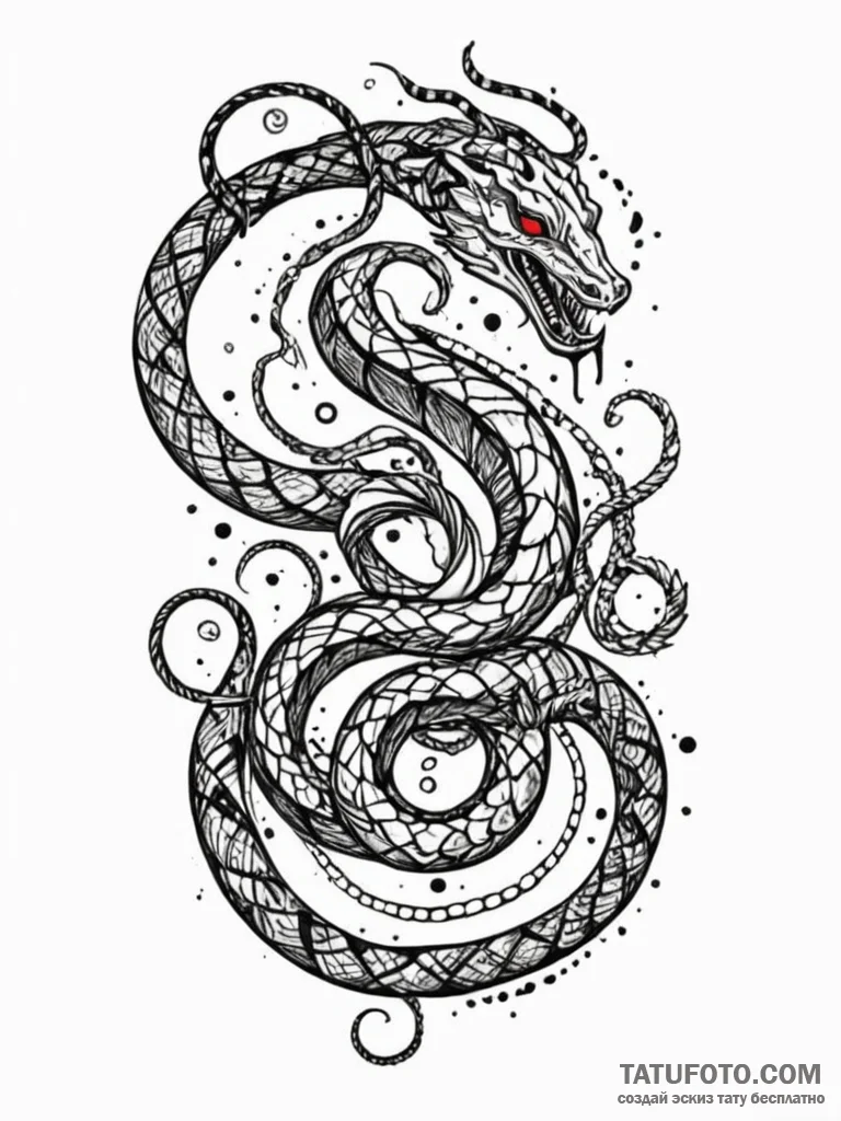 Ancient serpent spiraling upward, tattoo sket… — эскиз тату (№1751621982_0, 04.07.2025 09:39) — Tatufoto.com