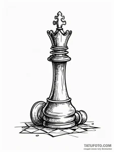 Queen chess piece toppled in ruins, artistic... - эскиз тату (№1751622409_0, 04.07.2025 09:46) — Tatufoto.com