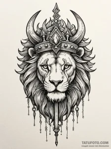 Lion claws beneath bone helm, ink illustratio... - эскиз тату (№1751622838_0, 04.07.2025 09:53) — Tatufoto.com