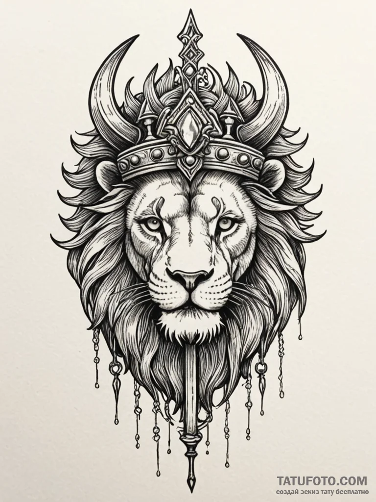 Lion claws beneath bone helm, ink illustratio… — эскиз тату (№1751622838_0, 04.07.2025 09:53) — Tatufoto.com