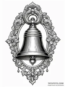A classic bell on a door, welcoming,, tattoo... - эскиз тату (№1751623696_0, 04.07.2025 10:08) — Tatufoto.com