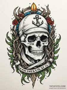 Ghostly helm bound in roots, tattoo flash she... - эскиз тату (№1751623782_0, 04.07.2025 10:09) — Tatufoto.com