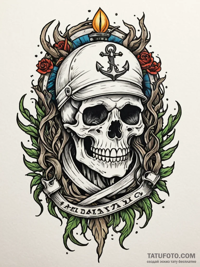 Ghostly helm bound in roots, tattoo flash she... - эскиз тату (№1751623782_0, 04.07.2025 10:09) — Tatufoto.com