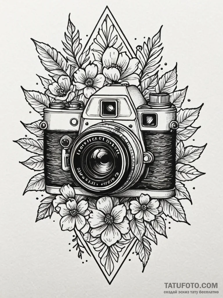 Vintage camera, tattoo flash sheet design, cl... - эскиз тату (№1751623868_0, 04.07.2025 10:11) — Tatufoto.com