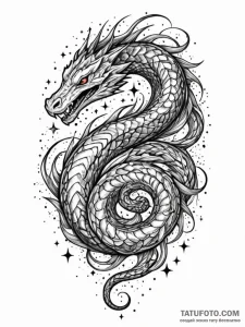 Rift serpent winding through stars, concept a... - эскиз тату (№1751624811_0, 04.07.2025 10:26) — Tatufoto.com