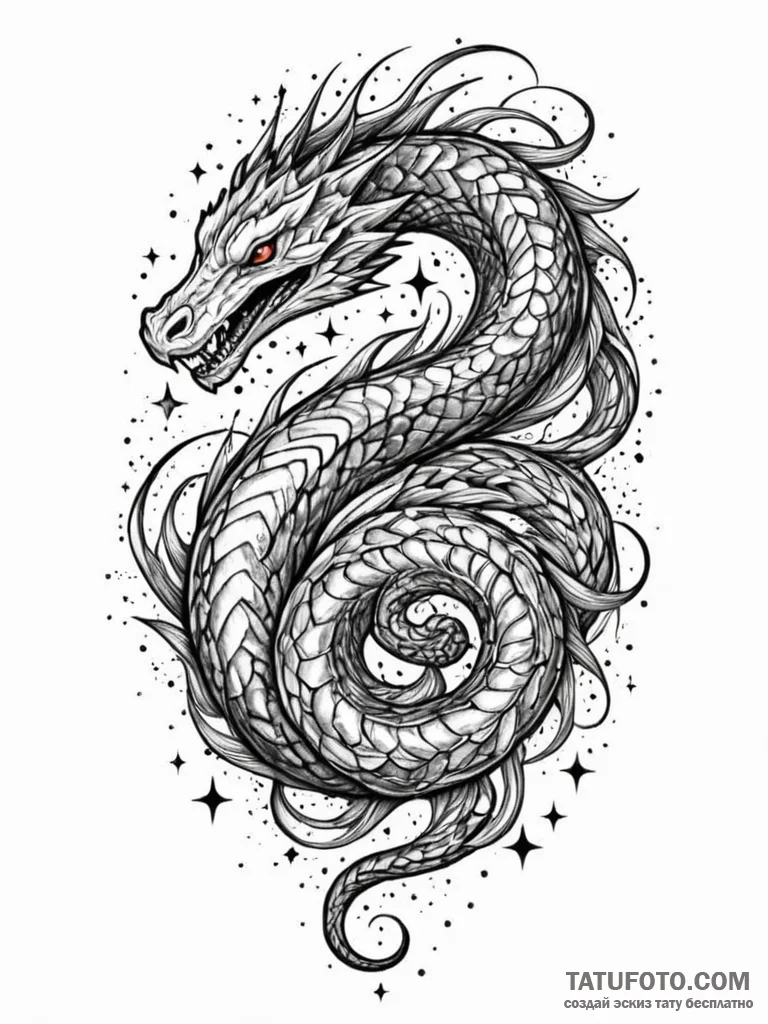 Rift serpent winding through stars, concept a... - эскиз тату (№1751624811_0, 04.07.2025 10:26) — Tatufoto.com